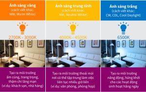 Ứng dụng nhiệt độ màu ánh sáng trong từng không gian thực tế.