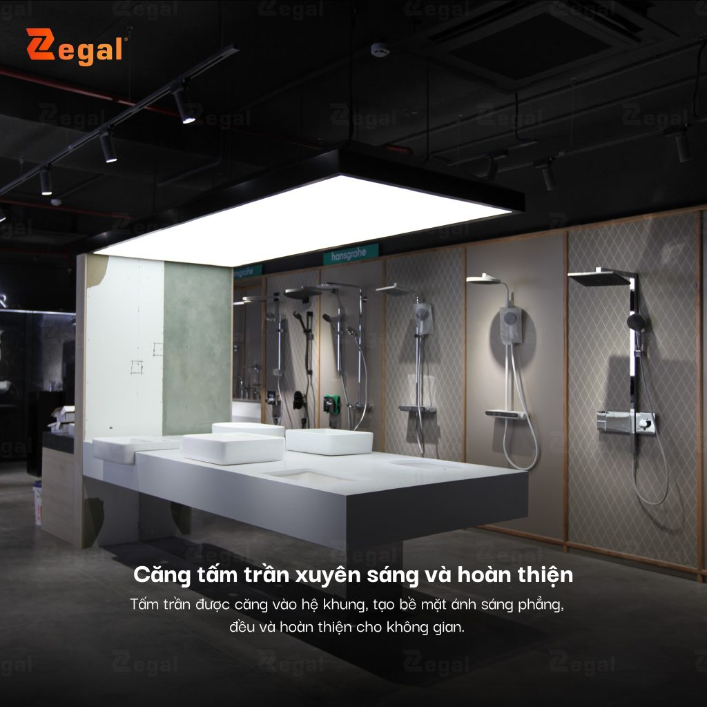 Stretch ceiling panels are stretched onto a frame system, creating a flat, even, and finished light-reflecting surface for the space.