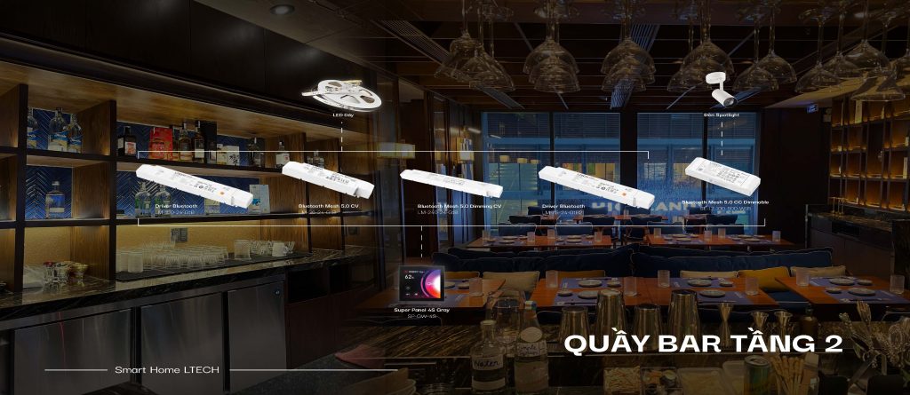 Hệ điều khiển LTECH tại quầy bar tầng 2