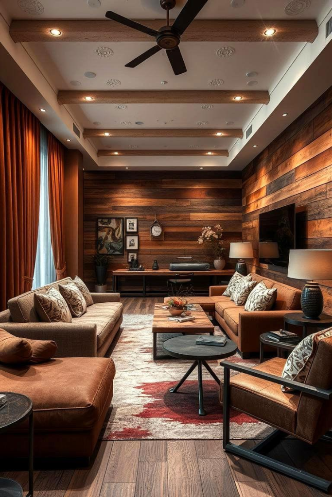 Gam nâu ấm kết hợp gỗ walnut tạo chiều sâu và cảm giác sang trọng cho nội thất hiện đại (nguồn Internet).